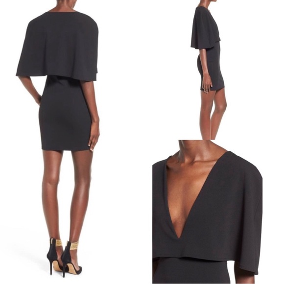 V Neck Crepe Cape Dress - Picture 6 of 7